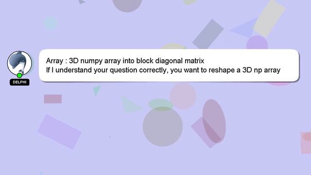 Array : 3D numpy array into block diagonal matrix смотреть онлайн