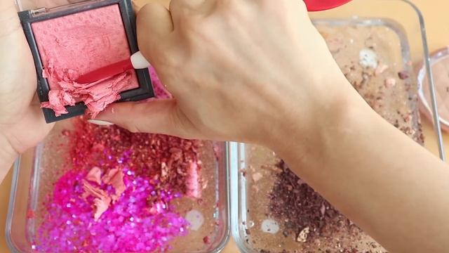 "Special BTS"Mixing'Pink vs Brown'Eyeshadow,Makeup and glitter Into Slime. смотреть онлайн