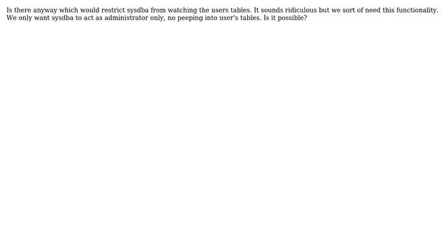 Databases: SYSDBA privileges of viewing users table смотреть онлайн