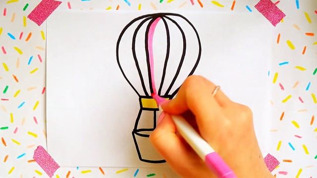 HOW TO DRAW A BALLOON for kids.КАК НАРИСОВАТЬ ВОЗДУШНЫЙ ШАР для детей. смотреть онлайн