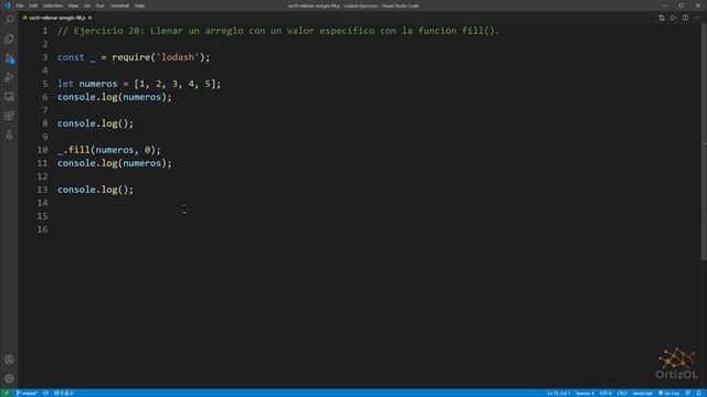 Lodash Ejercicio: 20 Llenar un Arreglo con un Valor Específico a través de la Función fill() смотреть онлайн
