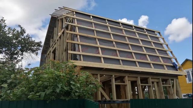 Мини-обзор каркасного дома-бани 5х8 с ломаной крышей смотреть онлайн