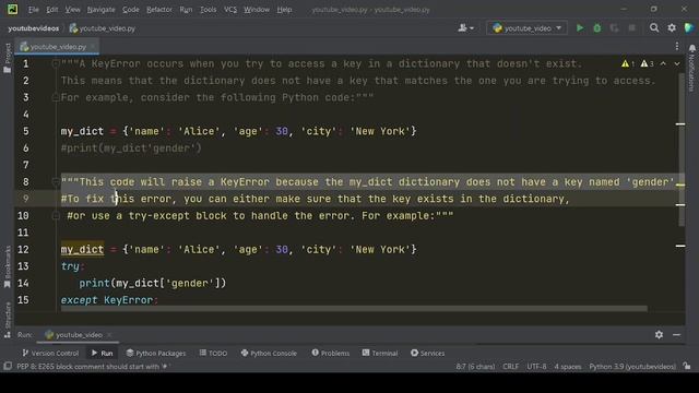 Debugging KeyError: 'key not found' смотреть онлайн