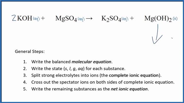 How to Write the Net Ionic Equation for KOH + MgSO4 = K2SO4 + Mg(OH)2 смотреть онлайн