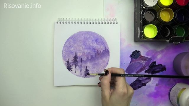 Лес в круге | Рисуем гуашью смотреть онлайн