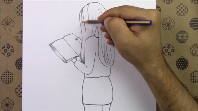Karakalem Kolay Çizimleri, Arkası Dönük Kitap Okuyan Kız Çizimi #2, Çizim Hobimiz Resimleri