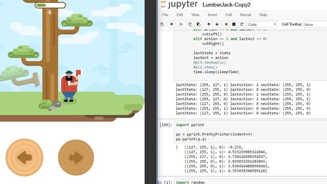 LumberJack game with Q-learning смотреть онлайн