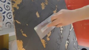 Штукатурка  _Лофт_ черная как уголек на бронзовом фоне за 300 рублей своими руками
