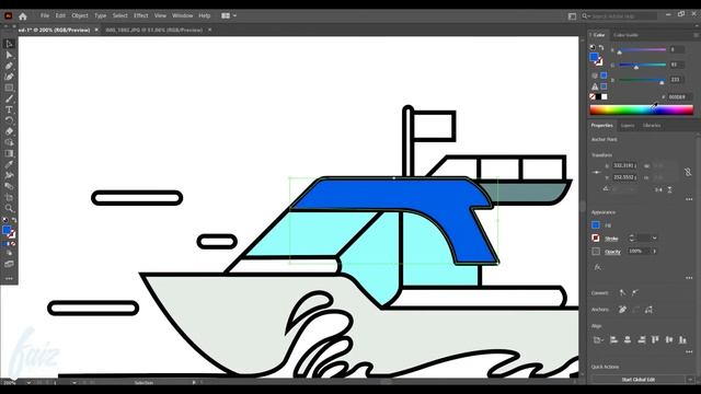 Adobe Illustrator - Draw boat From Sketch To Vector смотреть онлайн