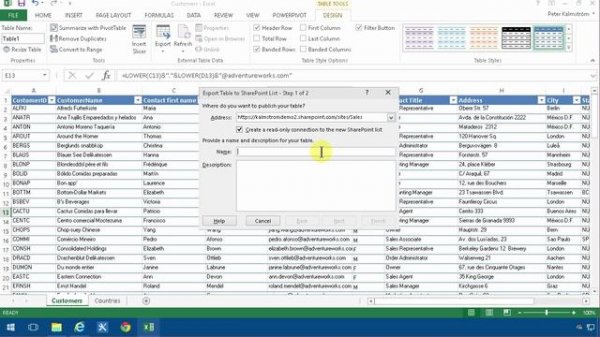Export Excel Table to SharePoint Online List