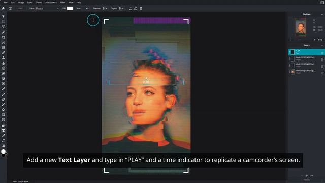 Create A VHS Glitch Effect Portrait in Pixlr E смотреть онлайн