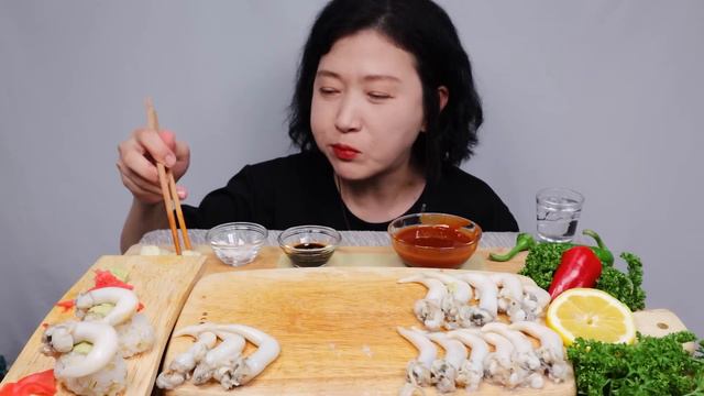 노랑새조개 숙회 리얼사운드 먹방 (ft. 초밥) Yellow Egg Cockle MUKBANG EATING SOUNDS