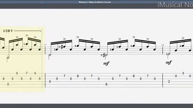Guitar TAB - Matteo Carcassi : Opus 60 No 15 In C | Tutorial Sheet Lesson #iMn