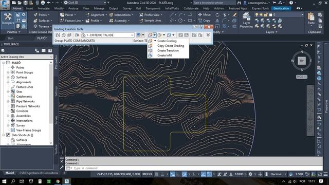 Platô com critérios - (Feature line, Grading) no AutoCAD Civil 3D 2020 смотреть онлайн