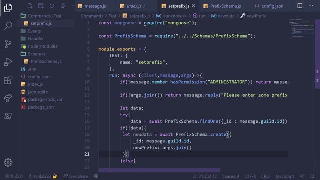 setprefix command with mongo db discord js #1 смотреть онлайн
