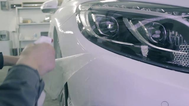 Полная оклейка автомобиля Mercedes Benz S550 пленкой Hexis Bodyfence M в Алматы смотреть онлайн