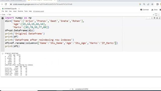 Deleting and Renaming Row Index and Column Label in DataFrame | rename() | reindex() | set_index() смотреть онлайн