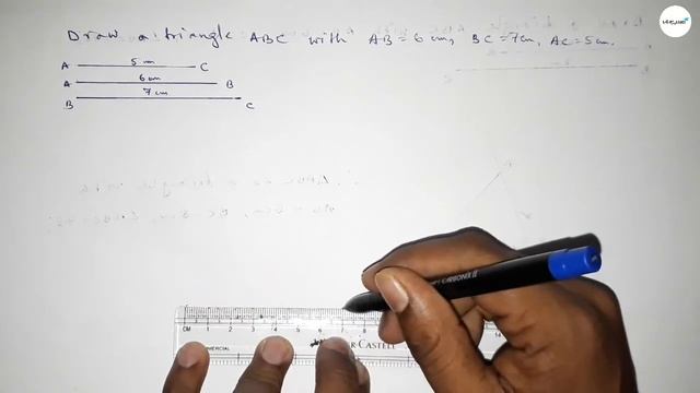 How to draw a triangle with AB=6 cm,BC=7 cm and AC=5 cm.shsirclasses. смотреть онлайн
