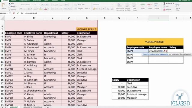 Vlookup and Hlookup in excel | Table transpose смотреть онлайн