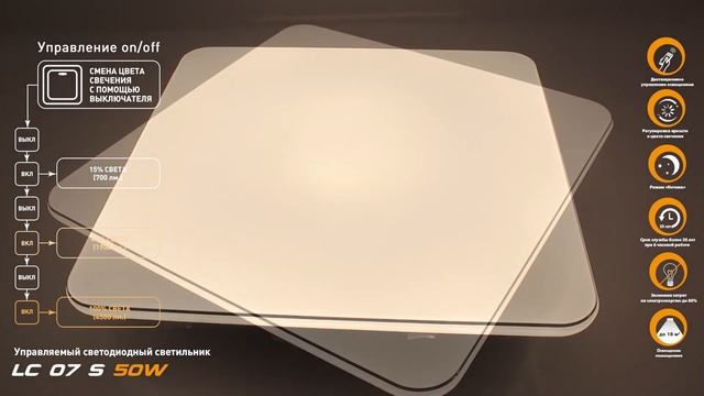 LC 07 S 50W NW Белый потолочный светодиодный светильник - люстра с диммером до 15 кв.м Liteco смотреть онлайн