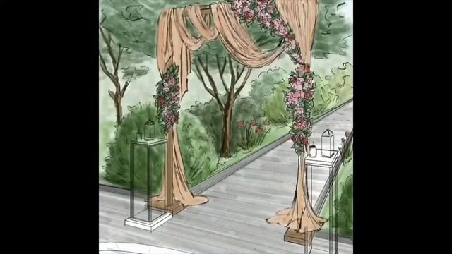 Sketch iPad using Procreate - wedding arch - свадебная арка смотреть онлайн