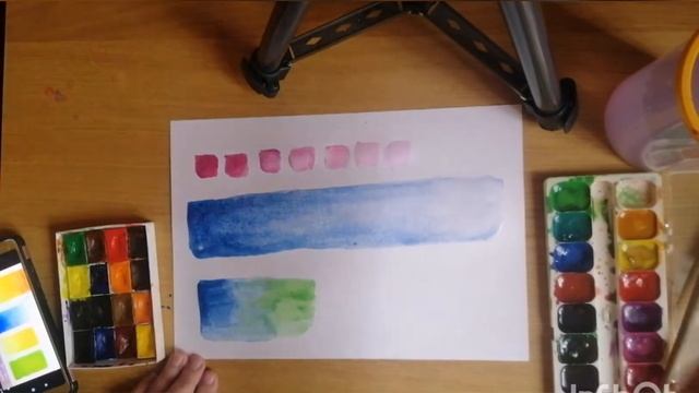 Растяжка тона. Акварель, упражнения. смотреть онлайн