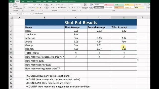 How to use COUNT COUNTA COUNTIF COUNTBLANK formula functions IGCSE ICT Tutorial смотреть онлайн