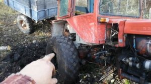 Делаем мост, посадил трактор Т-25 в грязи, лебедка из реечного домкрата.