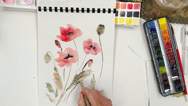 How to Paint Poppies | Easy Watercolor Flower Painting Tutorial for Beginners смотреть онлайн