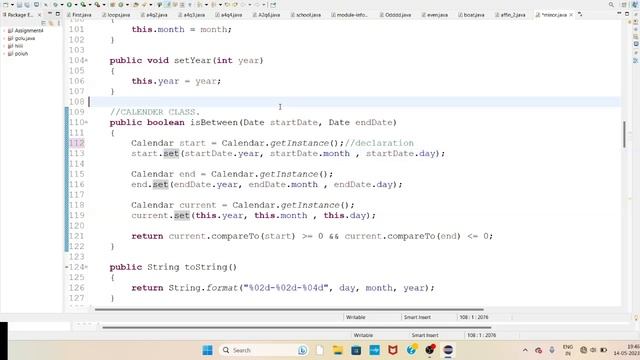 minor project , calendar class, for-each loop смотреть онлайн