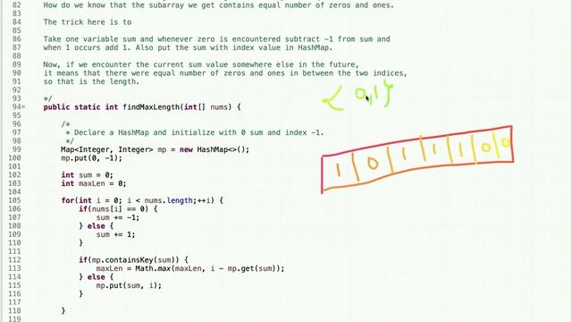 Contiguous Array LeetCode | Java | Largest Subarray with Equal Number of 0s and 1s | LeetCode 525 смотреть онлайн