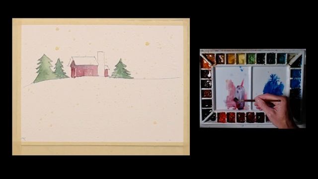 Watercolor Tutorial, 2022 Christmas card #1 смотреть онлайн