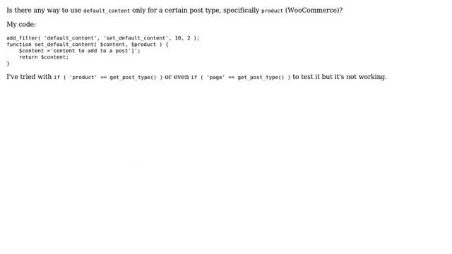 Wordpress: Filter default_content only for products смотреть онлайн
