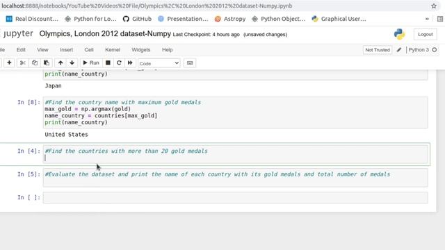 NumPy project | Olympics, London 2012 dataset-Numpy (small project in NumPy) смотреть онлайн