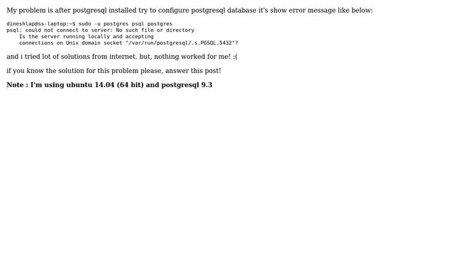 Ubuntu: Postgresql server not started in ubuntu 14.04 (2 Solutions!!) смотреть онлайн