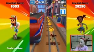 Subway Surf играем! Мультик игра СОБИРАТЕЛЬ МОНЕТ# 2 Lauren В гостях у Даши !!!