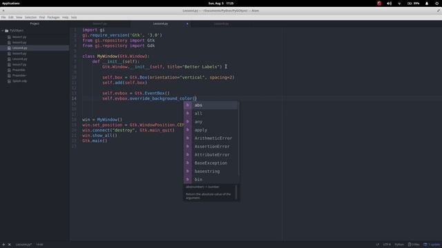 PyGObject Lesson 8 Better Labels Background Colour Gtk and Python смотреть онлайн