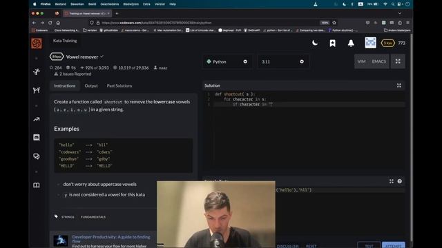 Codewars (Python?) | Vowel remover | kyu8 смотреть онлайн