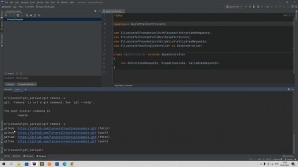Git в целом и Git в Php Storm 8. Создание ветки develop в gitlab и github. git fetch с github gitla
