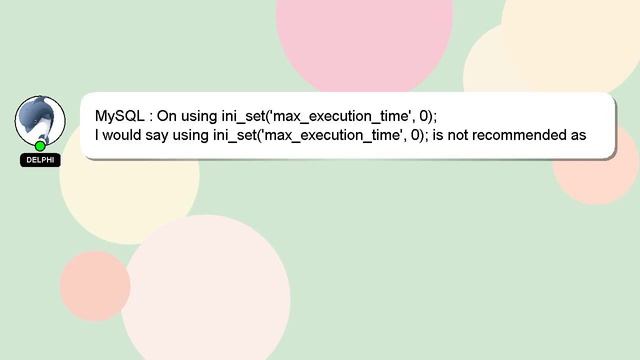 MySQL : On using ini_set('max_execution_time', 0); смотреть онлайн
