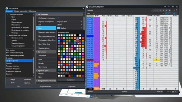 ?Настройка столбцов в SMART DOM. Описание стакана заявок в платформе ATAS?