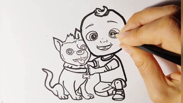 как нарисовать маленкого героя кокомелон Джей джей и Бинго/мультик раскраска для детей и малышей смотреть онлайн