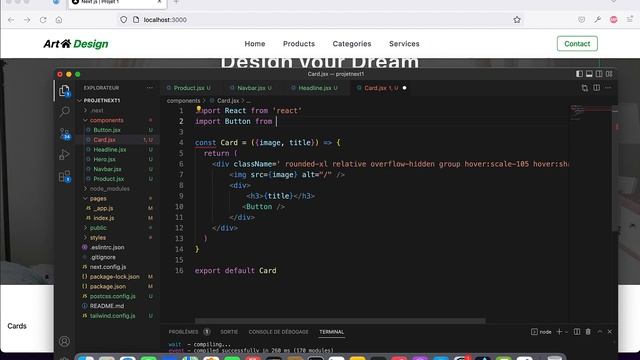 Build a Responsive Website using Next js and Tailwind css / Add a Section with a Card. Part -4- смотреть онлайн