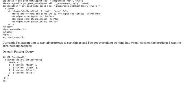 Wordpress: Sorting dynamic table content with jQuery смотреть онлайн