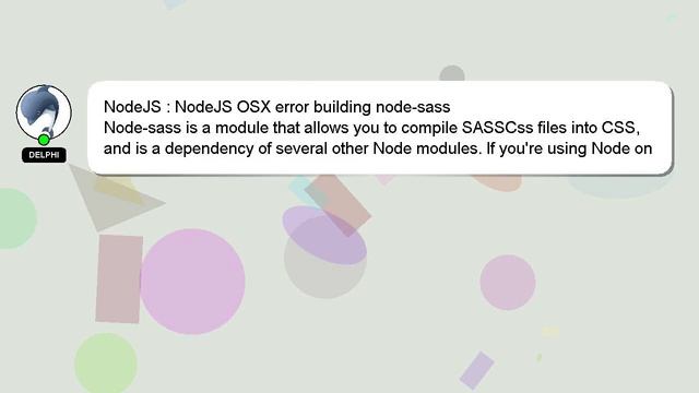 NodeJS : NodeJS OSX error building node-sass смотреть онлайн