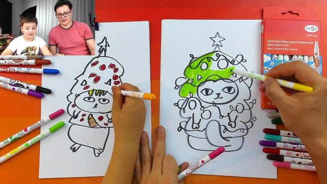 КОТЭ на Новый год - Рисуем Елку фломастерами смотреть онлайн