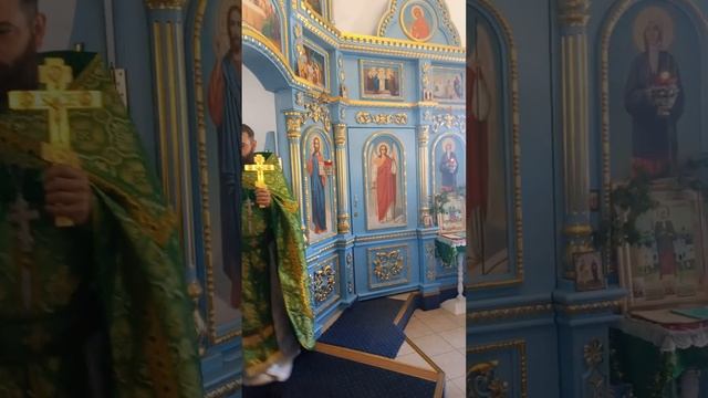 Отец Александр освящает на праздник Пресвятой Троицы,берёзовые веточки. смотреть онлайн