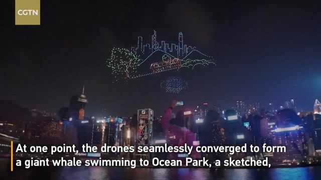 Spectacular drone show lights up Hong Kong's night sky смотреть онлайн