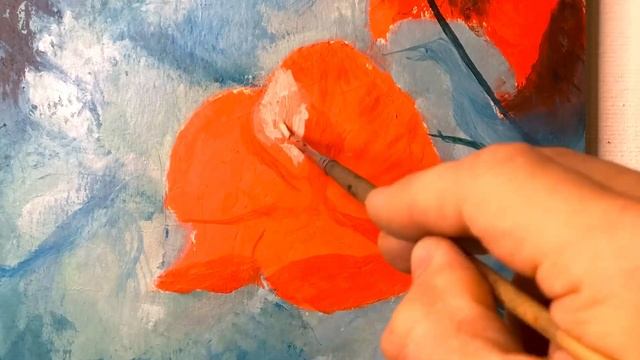 Как нарисовать маки. Картина маслом. Шаг за шагом. смотреть онлайн