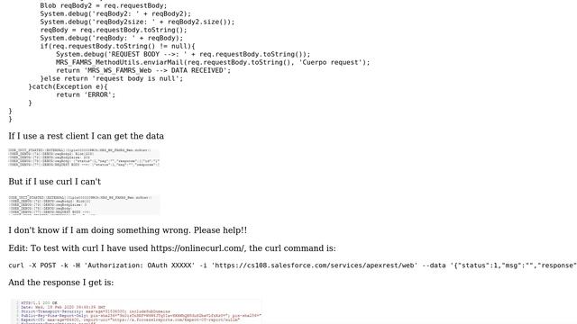 Salesforce: Empty request body when when using curl смотреть онлайн